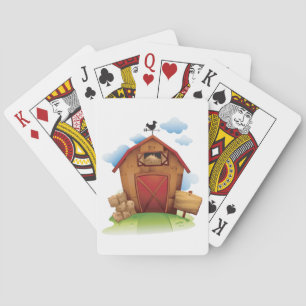 Boerderijschuur met weerhaan pokerkaarten