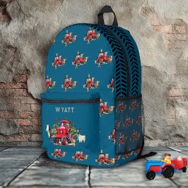 Boerderijtractoren Erfdieren Patroon Blauw Bedrukte Rugzak