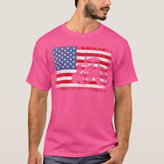Boerderijtractoren Vlag van de VS Patriottische La T-shirt