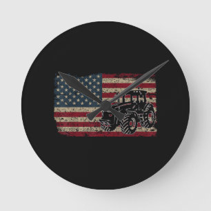 Boerderijtractoren VS Vlag Patriottisch Boerderijg Ronde Klok