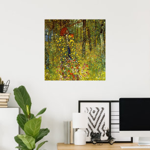 Boerderijtuin met crucifix door Gustav Klimt Poster
