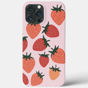 Boerderijverse aardbeien op roze iPhone 13 pro max hoesje