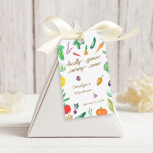 Boeren brengen kleurrijk plantaardig Baby shower o Cadeaulabel