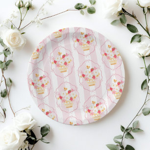 Boeren brengen roze Whimsical Baby shower op de ma Papieren Bordje