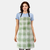 Boeren groene crème geruite bruiloftsontbijt schort (Gedragen)