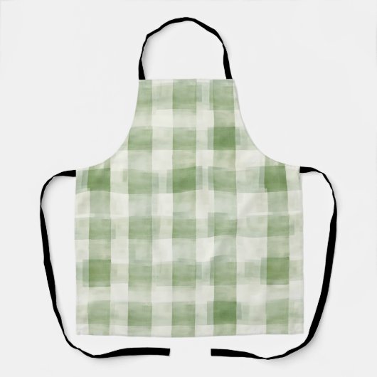 Boeren groene crème geruite bruiloftsontbijt schort (Voorkant)