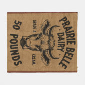 Boeren Koe Burlap Style Fleece Deken (Voorkant (Horizontaal))