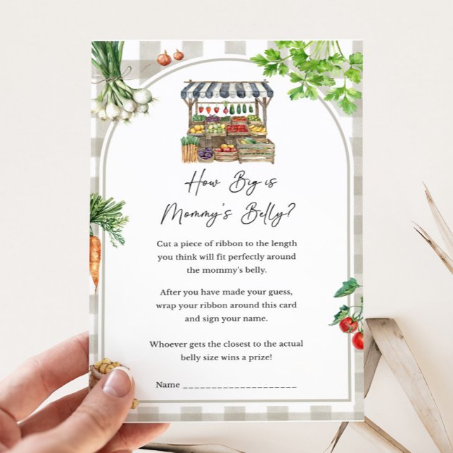 Boeren lokaal gegroeid hoe groot mama's buik spel (Farmers Market Baby Shower How Big is Mommy's Belly Game)