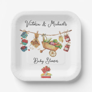 Boeren Markt Baby shower Clothesline Papieren Bordje