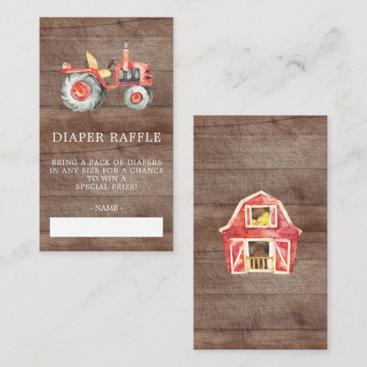 Boeren Markt Baby shower Luier Raffle Ticket Informatiekaartje (Voorkant / Achterkant)