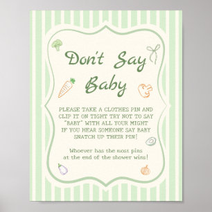 Boeren markt Baby shower niet zeggen Baby spel Poster
