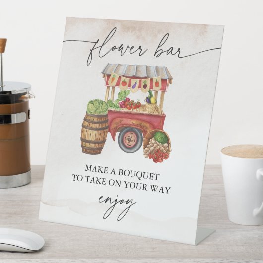 Boeren Markt Bloem Boeket Bar Teken Reclamebord Met Voetstuk (Insitu)