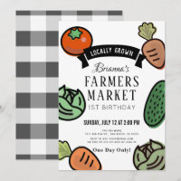 Boeren Markt Chique 1e Verjaardag Uitnodiging
