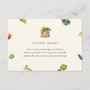 Boeren markt lokaal geteeld Baby shower op maat Informatiekaartje