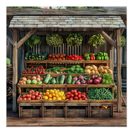 Boeren Markt Plantaardige Stand Perfect Poster (Voorkant)