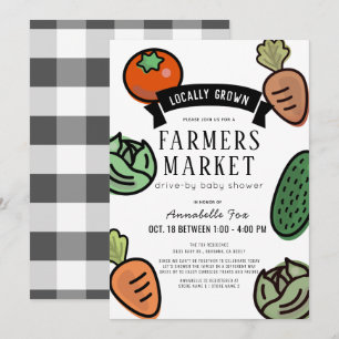 Boeren markt witte drive-by Baby shower Kaart