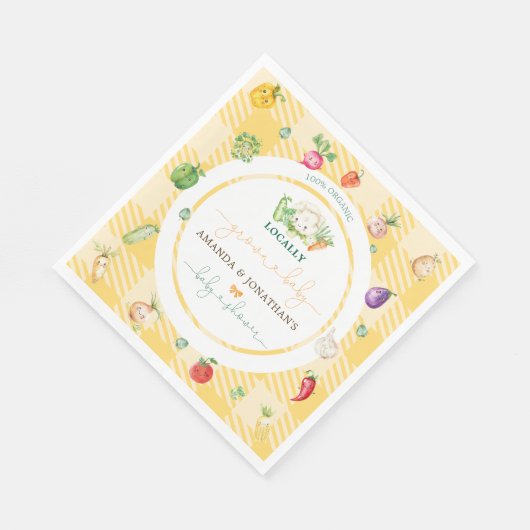 Boeren verkopen groenten Baby shower geel Servet (Hoek)