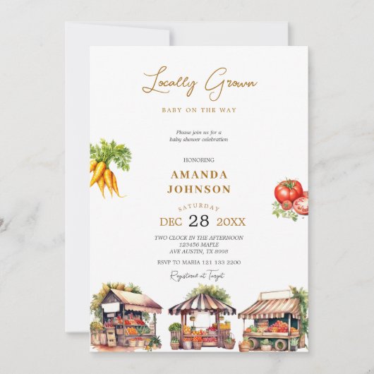 Boeren verkopen lokaal geteeld Baby shower Kaart (Voorkant)