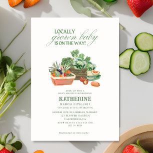 Boeren verkopen lokaal geteeld groen baby shower kaart