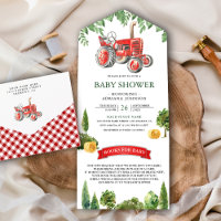 Boerenbedrijfs Tractor Baby Shower in Rustiek Rood