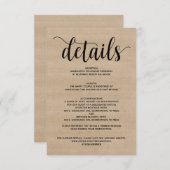 Boerenbruiloft Details Bijgevoegde kaart (Voorkant / Achterkant)