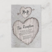 Boerenbruiloft Gesneden Hart Berkenboom Trouwrecep Informatiekaartje (Voorkant)