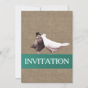 Boerenbruiloft Liefdesvogels Turkoois Lint Jute Br Kaart