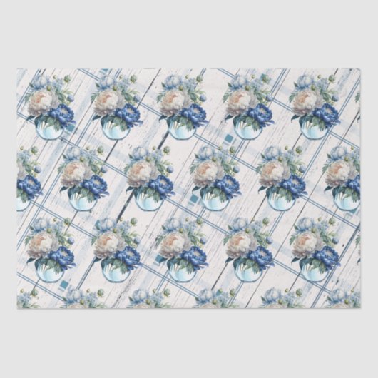  boerenhuis Blue Pset Peony Flowers Multi Tissuepapier (Voorkant)