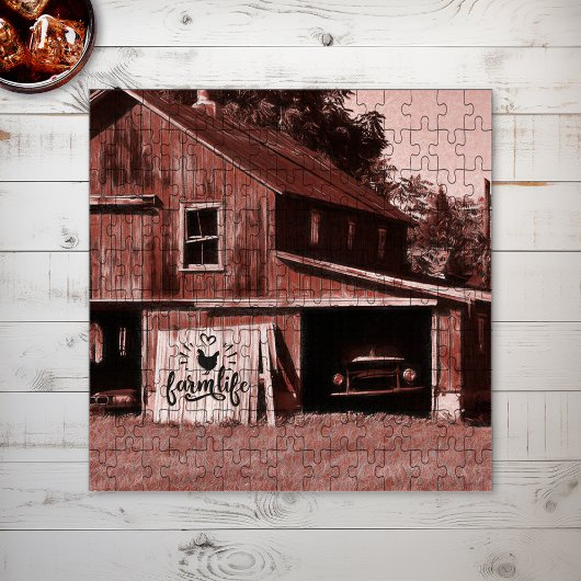 Boerenleven Antieke Rode Schuur Legpuzzel
