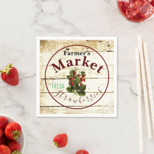 Boerenmarkt aardbeien bord servet