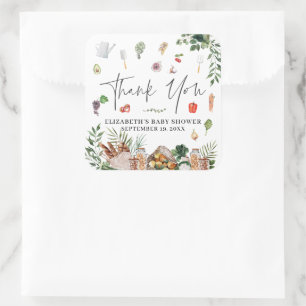Boerenmarkt Baby shower Favor Vierkante Sticker