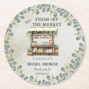 Boerenmarkt boerenkraam Welkom Bruidsbruiloft Ronde Kartonnen Onderzetter