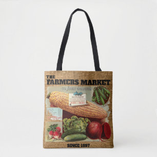 boerenmarkt Faux Burlap Sack Sjabloon Draagtas