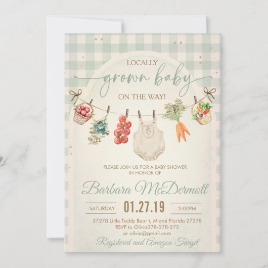 Boerenmarkt Lokaal geteeld baby shower Kaart (Voorkant)