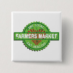 Boerenmarkthart Vierkante Button 5,1 Cm