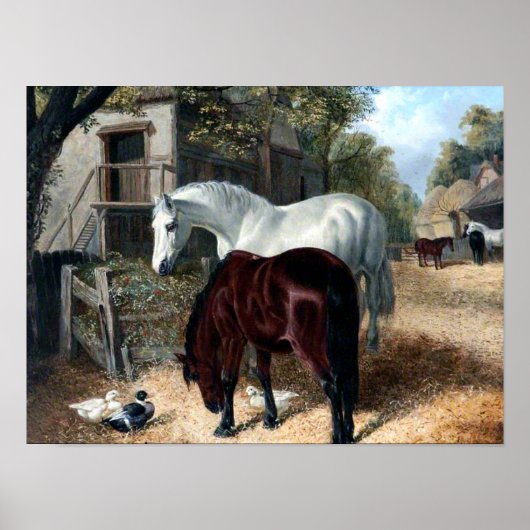 Boerenscène met paarden poster (Voorkant)