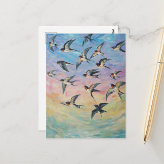 Boerenzwaluwen kunst briefkaart