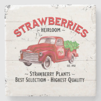 BOERHOUSE STRAWBERRY BOERDERIJ OUD RED TRUCK MARKT STENEN ONDERZETTER