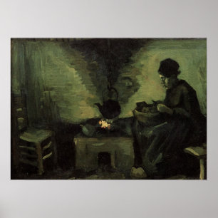 Boerin bij de haard door Vincent van Gogh Poster