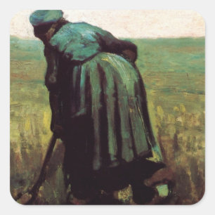 Boerin graaft door Vincent van Gogh Vierkante Sticker