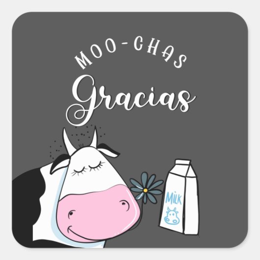 boerin Muchas gracias moo Square Sticker (Voorkant)