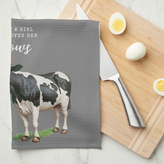 Boerkhuis | Gewoon een meisje dat van haar Koeien  Theedoek (Quarter Fold)