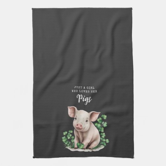 Boerkhuis | Gewoon een meisje dat van haar varkens Theedoek (Verticaal)