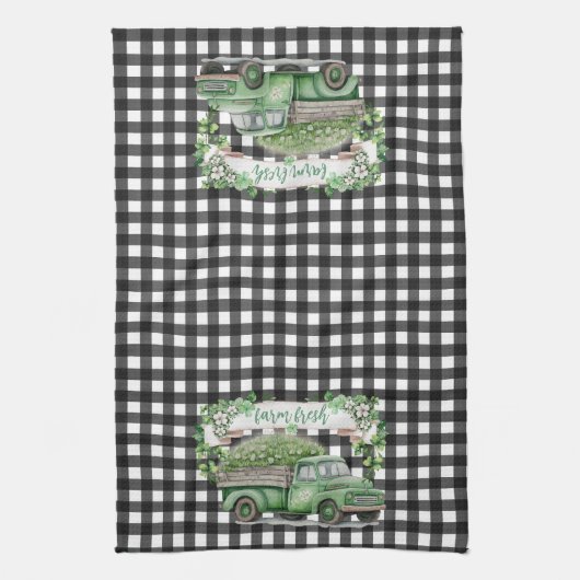 Boerkhuis | groene vrachtwagen | Boerderij, vers Theedoek (Verticaal)