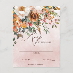 Boers Oranje Bloemrijke Herfst Bruiloft RSVP Briefkaart