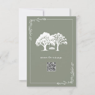 Boerse Bomen Salie Groene QR Code Trouw RSVP Kaartje