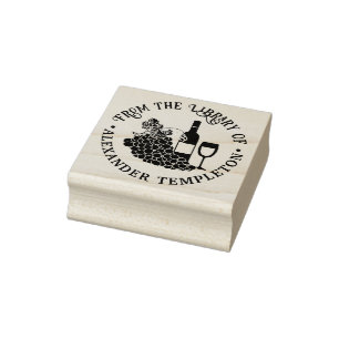 Boerse Wijn, Glazen, Bos Druiven Bibliotheekboek Rubberstempel