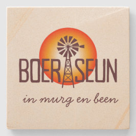 BOERSEUN Windpomp Afrikaans Zuid-Afrikaanse Expat Stenen Onderzetter