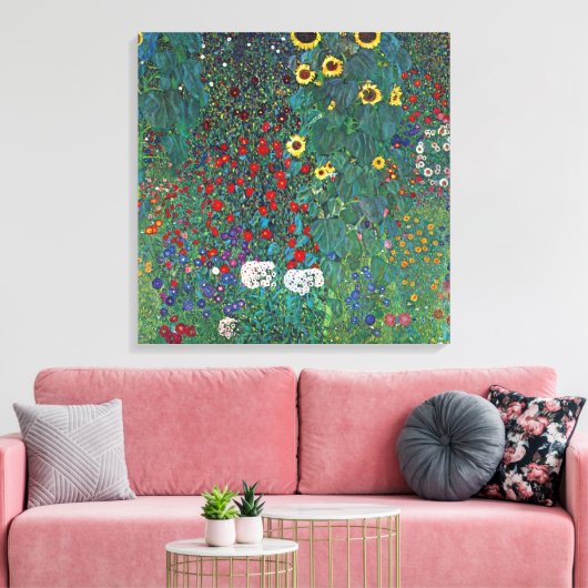 Boertuin met zonnebloem door Klimt, bloemen Canvas Afdruk (Insitu (Woonkamer))