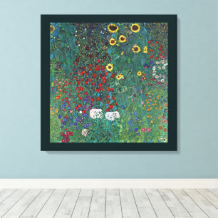 Boertuin met zonnebloem door Klimt, bloemen Canvas Afdruk